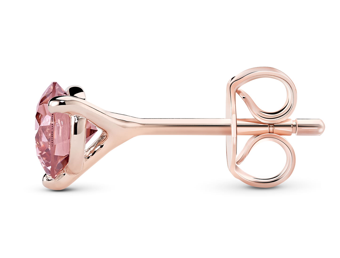 Side view of 14k rose gold earring butterfly back