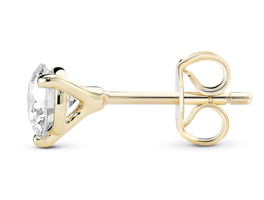 Side view of 14k yellow gold earring butterfly back