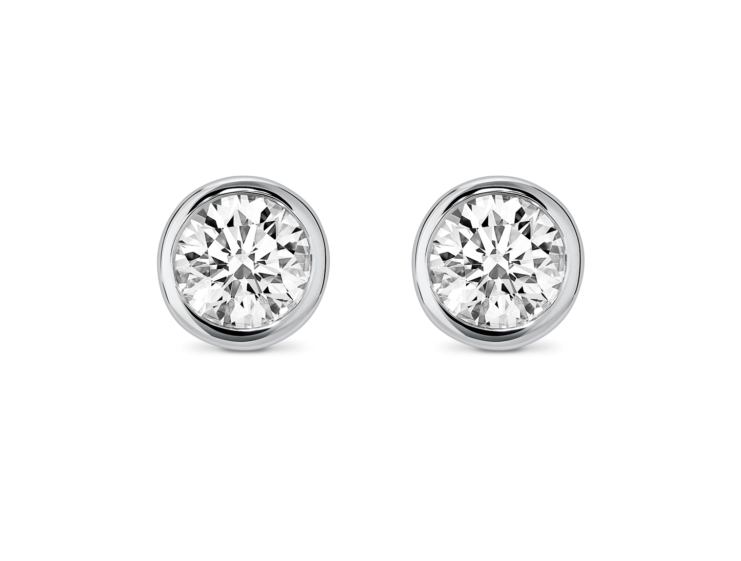 Basics Lab-Grown Diamond 1ct. tw. Round Brilliant Bezel Studs | White