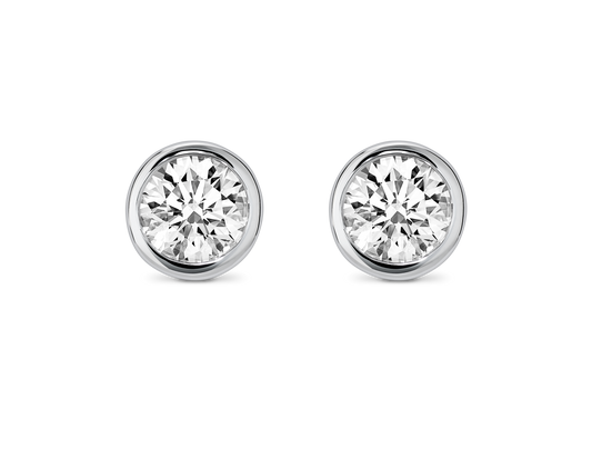 Basics Lab-Grown Diamond 1ct. tw. Round Brilliant Bezel Studs | White