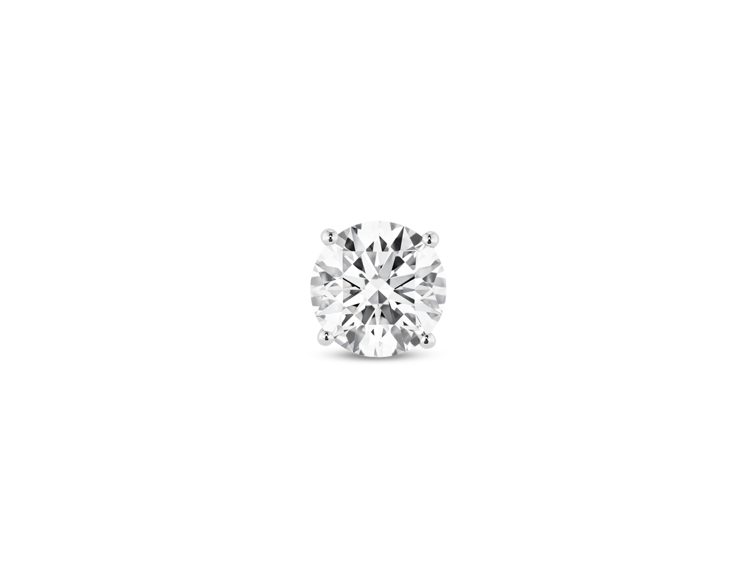 Finest Lab-Grown Diamond 1ct. Round Brilliant Solitaire Single Stud | White