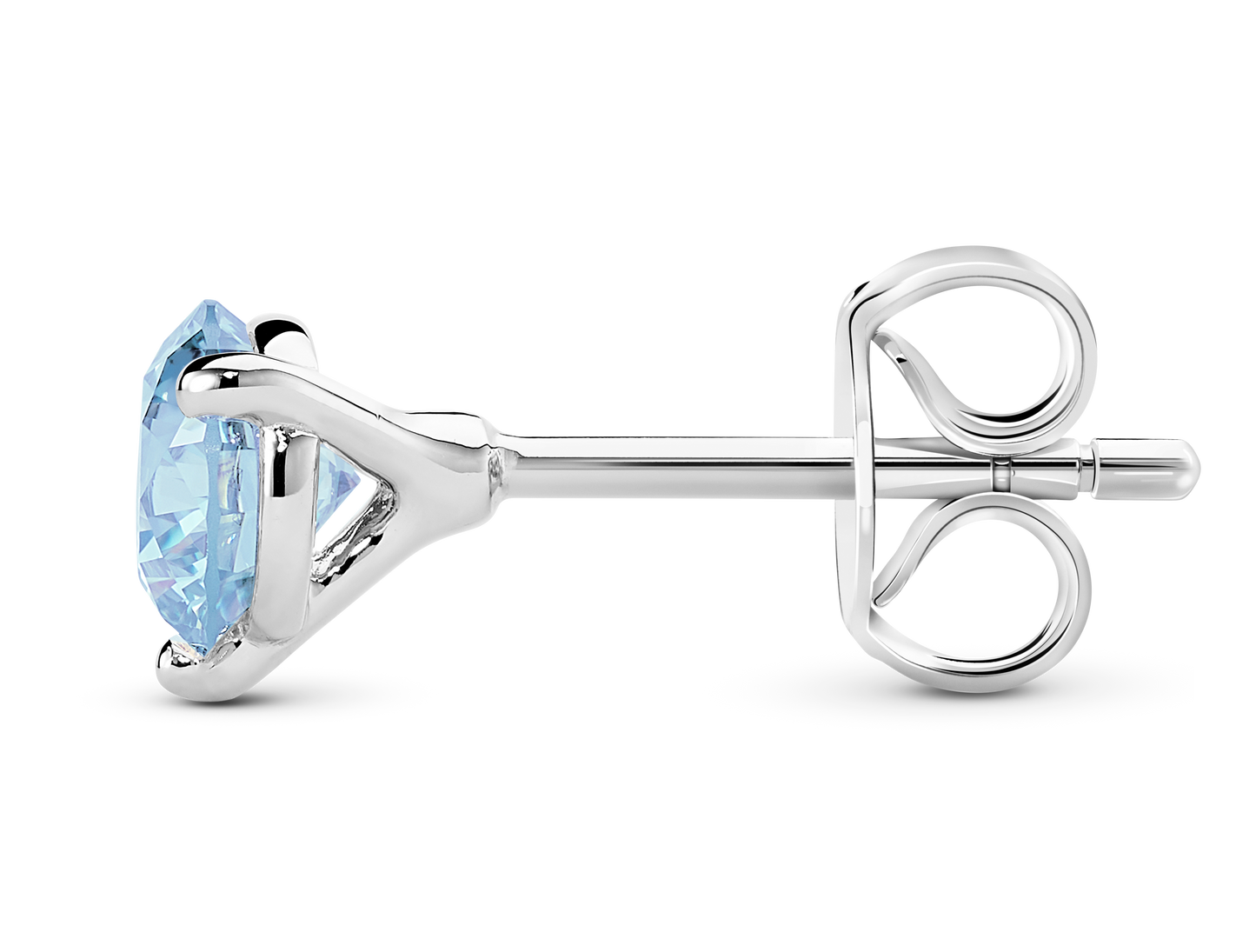 Side view of 14k white gold earring butterfly back