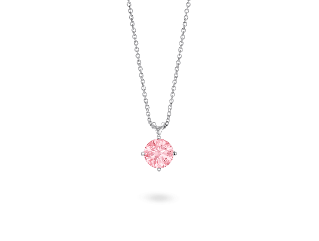 Finest Lab-Grown Diamond 1ct. Round Brilliant Solitaire Pendant | Pink