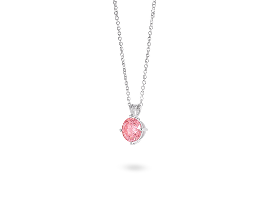 Finest Lab-Grown Diamond 1ct. Round Brilliant Solitaire Pendant | Pink