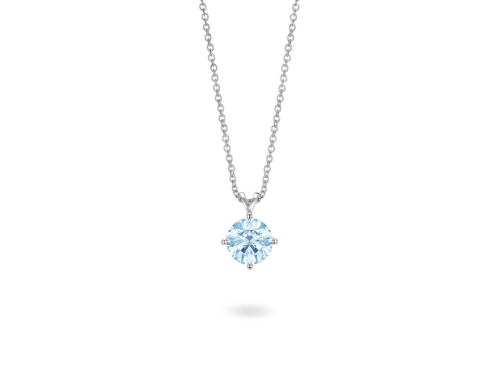 Finest Lab-Grown Diamond 1ct. Round Brilliant Solitaire Pendant | Blue
