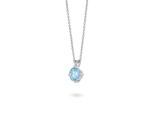 Finest Lab-Grown Diamond 1ct. Round Brilliant Solitaire Pendant | Blue