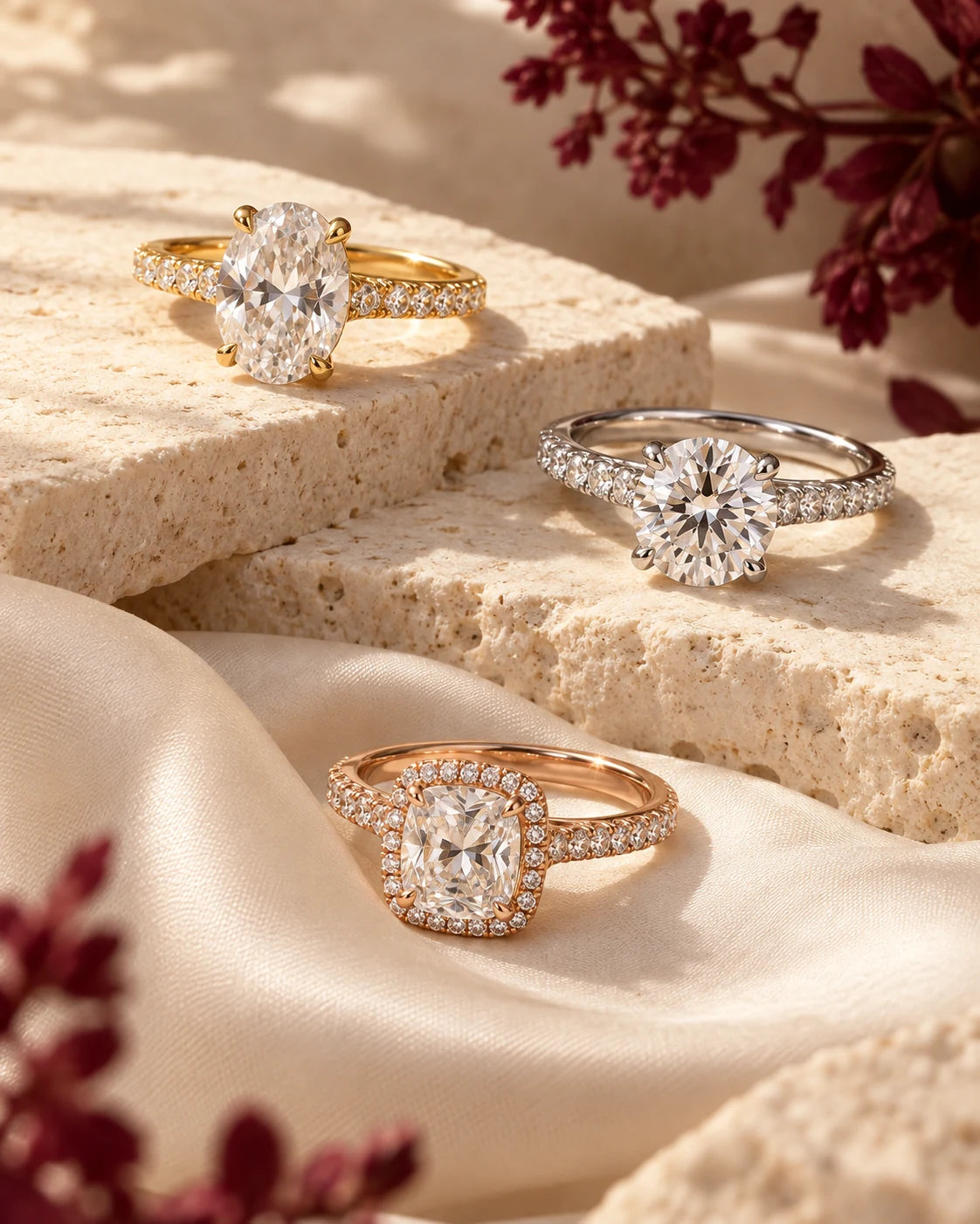 Editorial image of diamond engagement rings